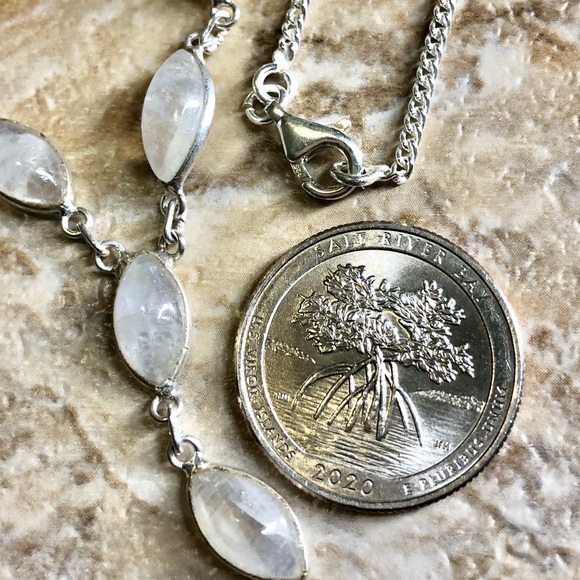 Sterling Silver Necklace 925 Moonstone Chakra Boho - Picture 2 of 2